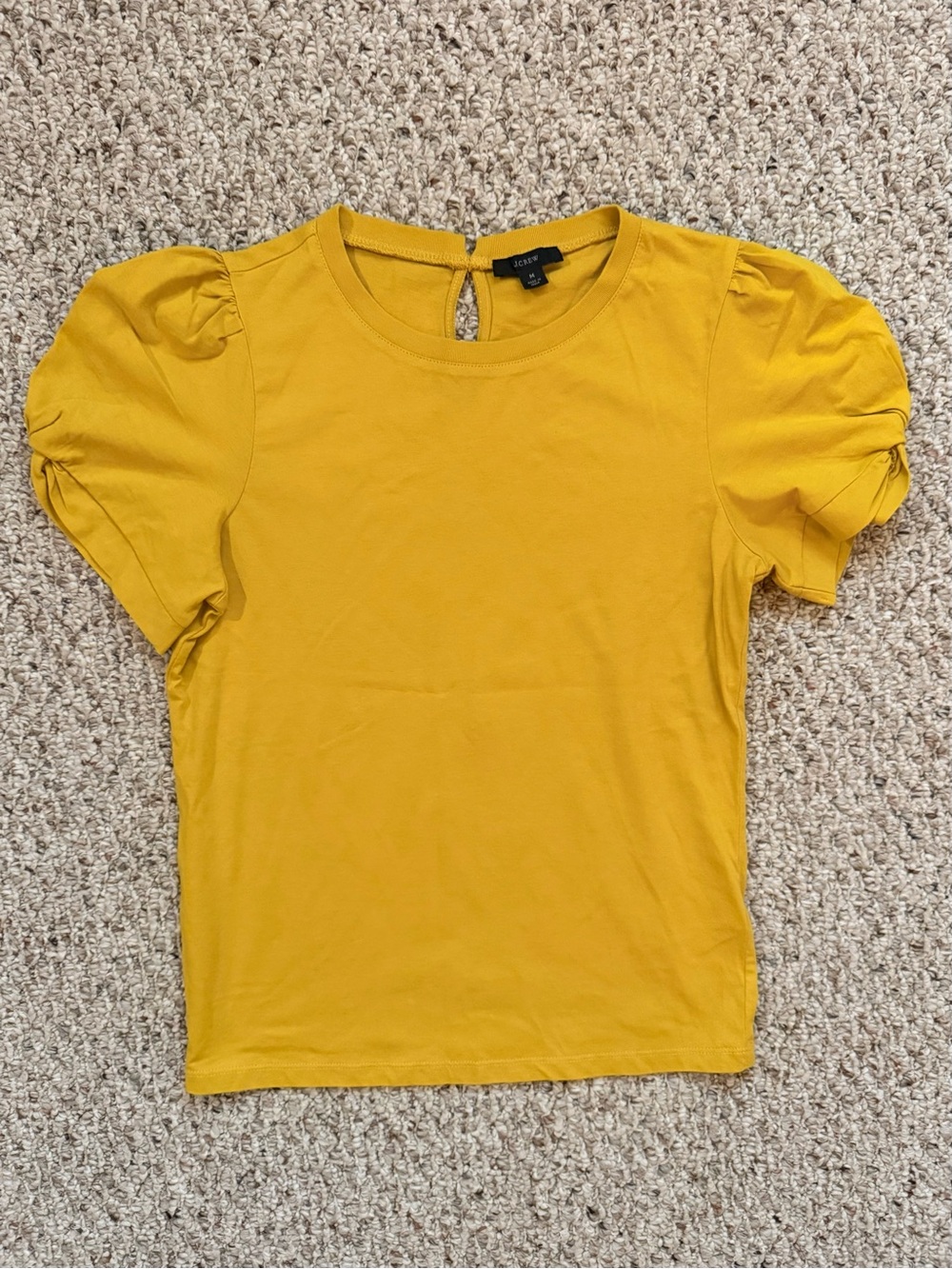 J.Crew Mustard Yellow Puff Sleeve Cotton Top | M | NWOT